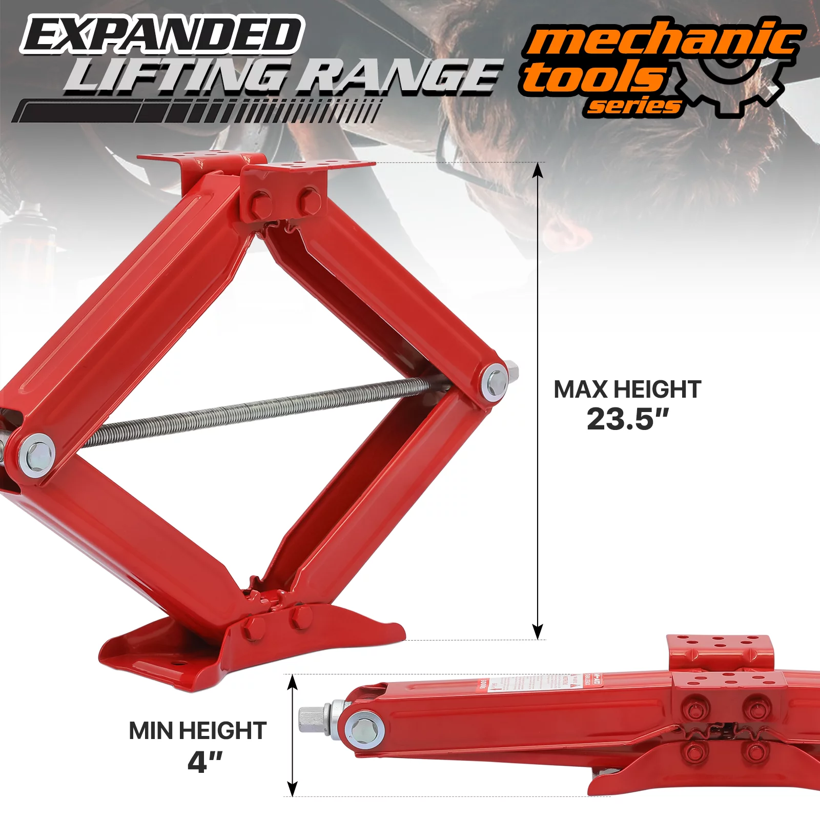 M-AUTO Set of 4 Scissor Jack, 2.5 Ton 5000lbs Heavy Duty Car Jack Tire Repair Tools Kit, RV Trailer Stabilizer Leveling Scissor Jacks with Handle, Red - Curated Treasures Market
