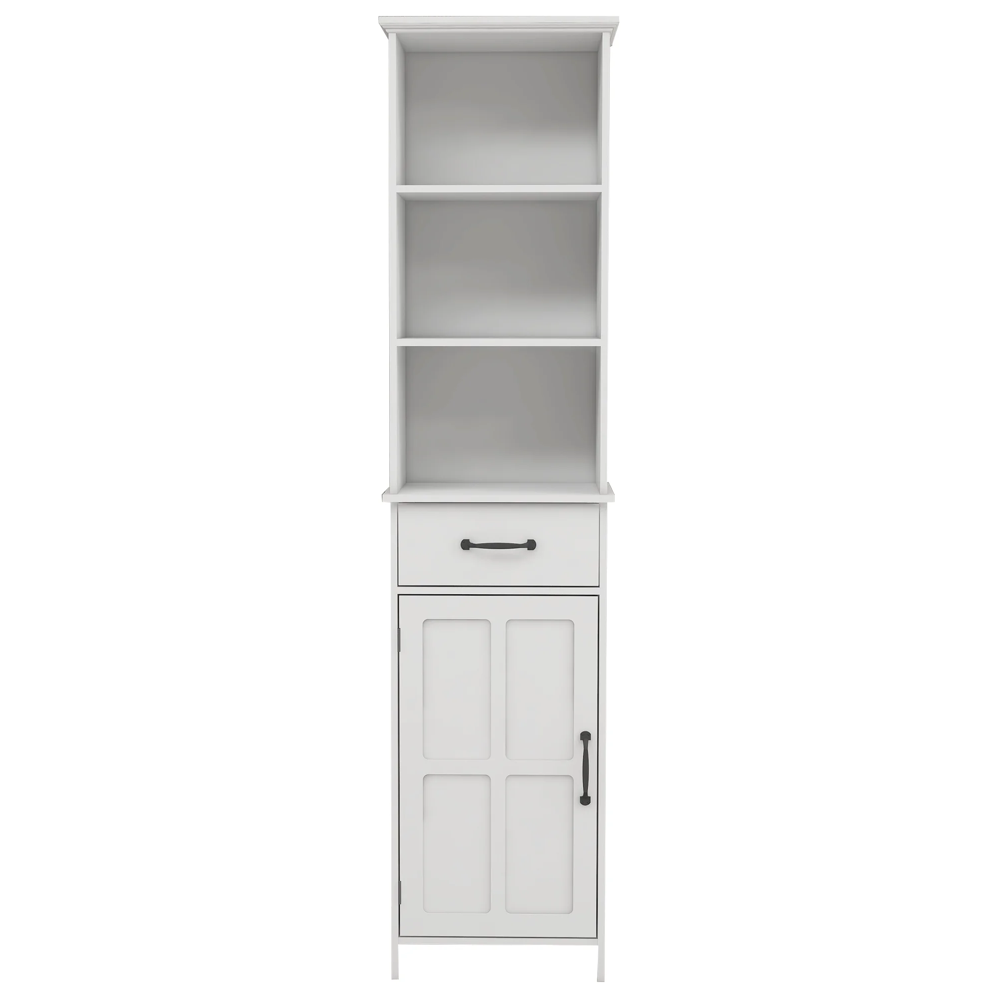 Tall Narrow Storage Cabinet, Bathroom Slim Floor Freestanding Cabinet with One Door for Bathroom, Bedroom and Living Room, White