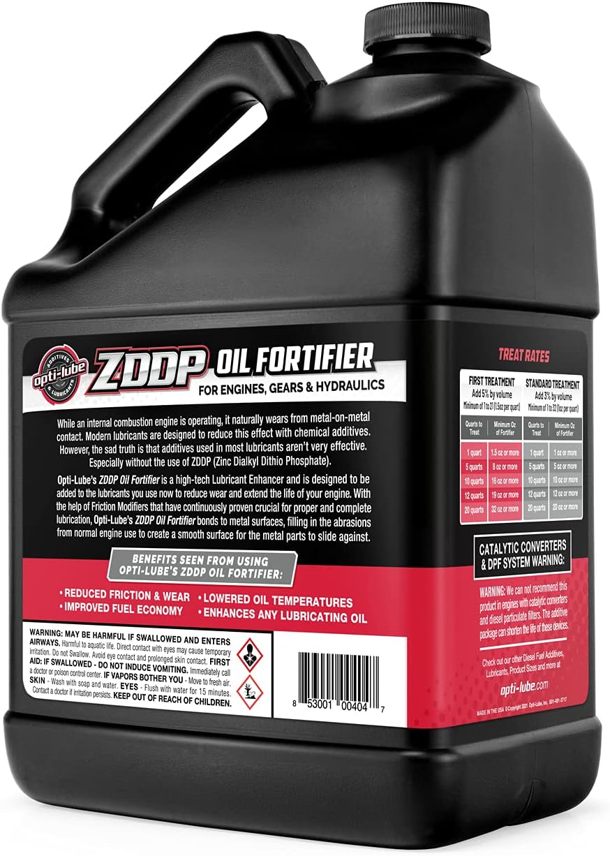 Opti-LUBE ZDDP Oil Fortifier: 1 Gallon Without Accessories, Treats up to 128 Quarts of Oil