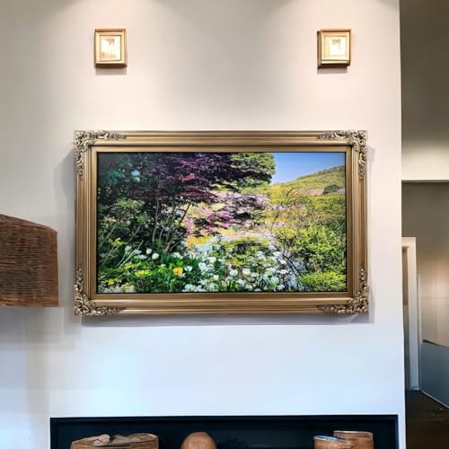 TV frame for Samsung The Frame TV, fits32,43, and 50 inch TVS. Antique Gold Finish (not for use with other models) Handmade wood ornate TV Frame