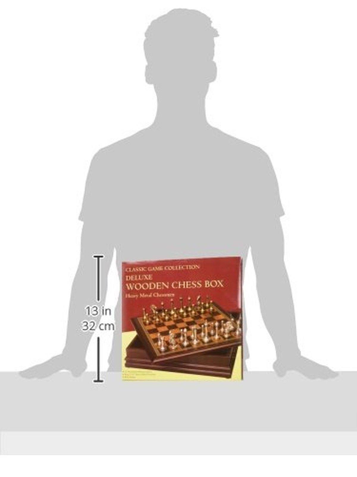 Metal Chess Set with Deluxe Wood Board