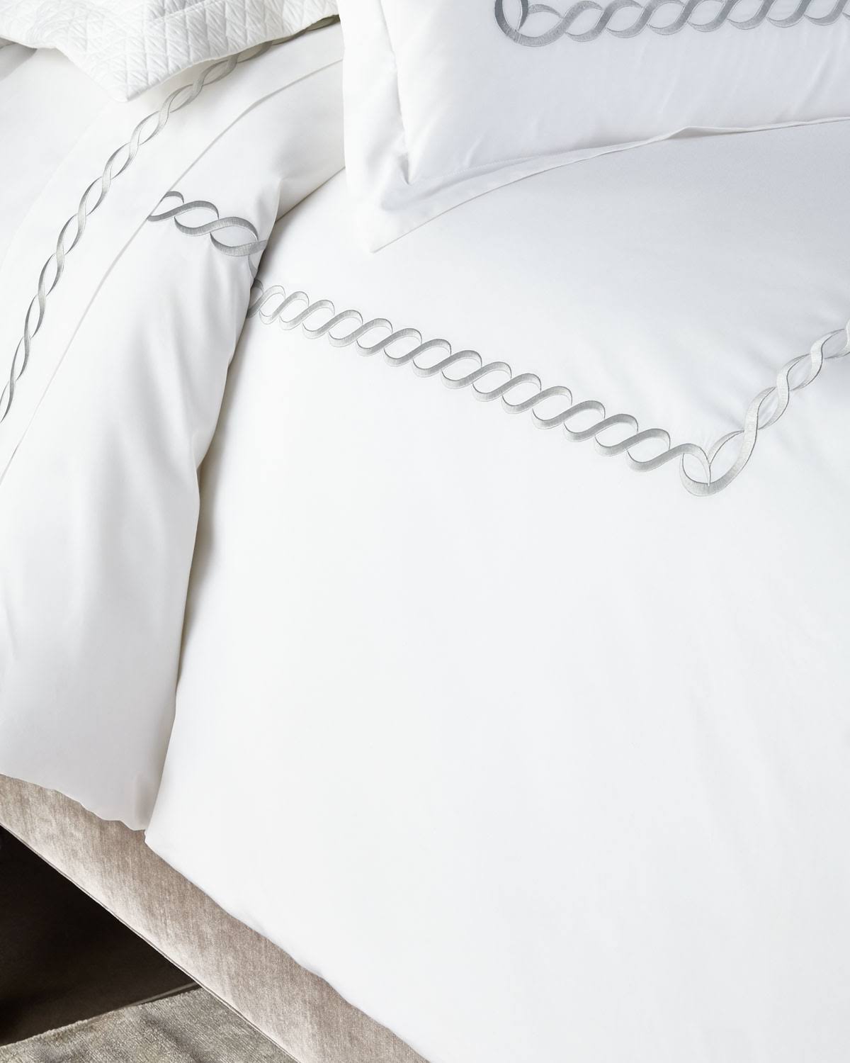 Kassatex Full/Queen Catena Duvet COVER, Silver, Full-Queen