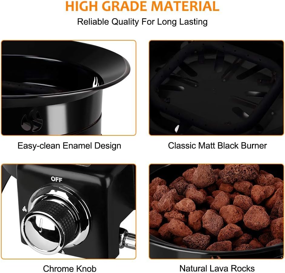 Camplux Portable Propane Gas Fire Pit, FP19AL Outdoor Fire Bowl with Cover and Carry Kit, Auto-Ignition 19 Inch Diameter 52,000 BTU