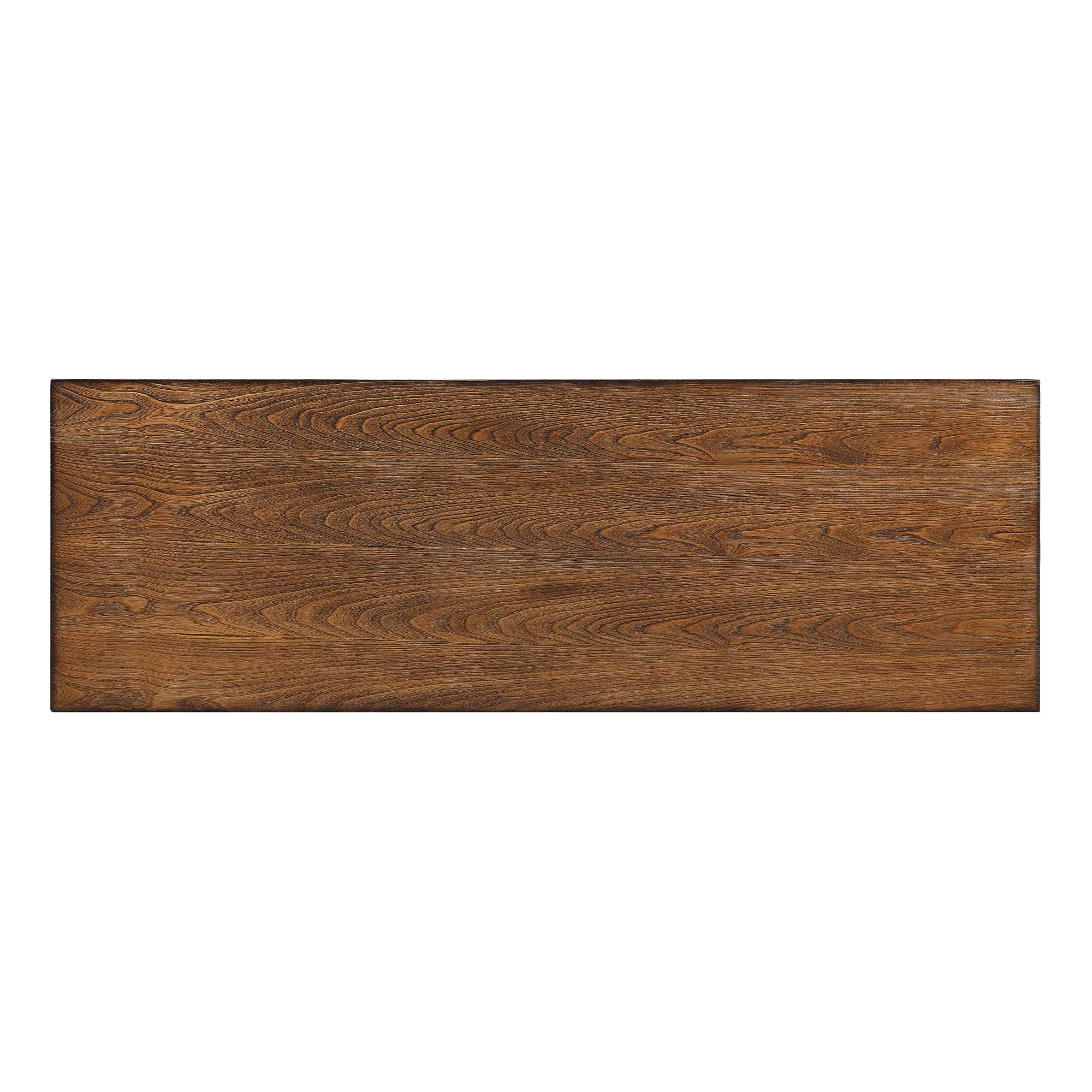 Weston Home Avery Industrial Wood and Metal Console Table with Wheels, Black/Brown Finish