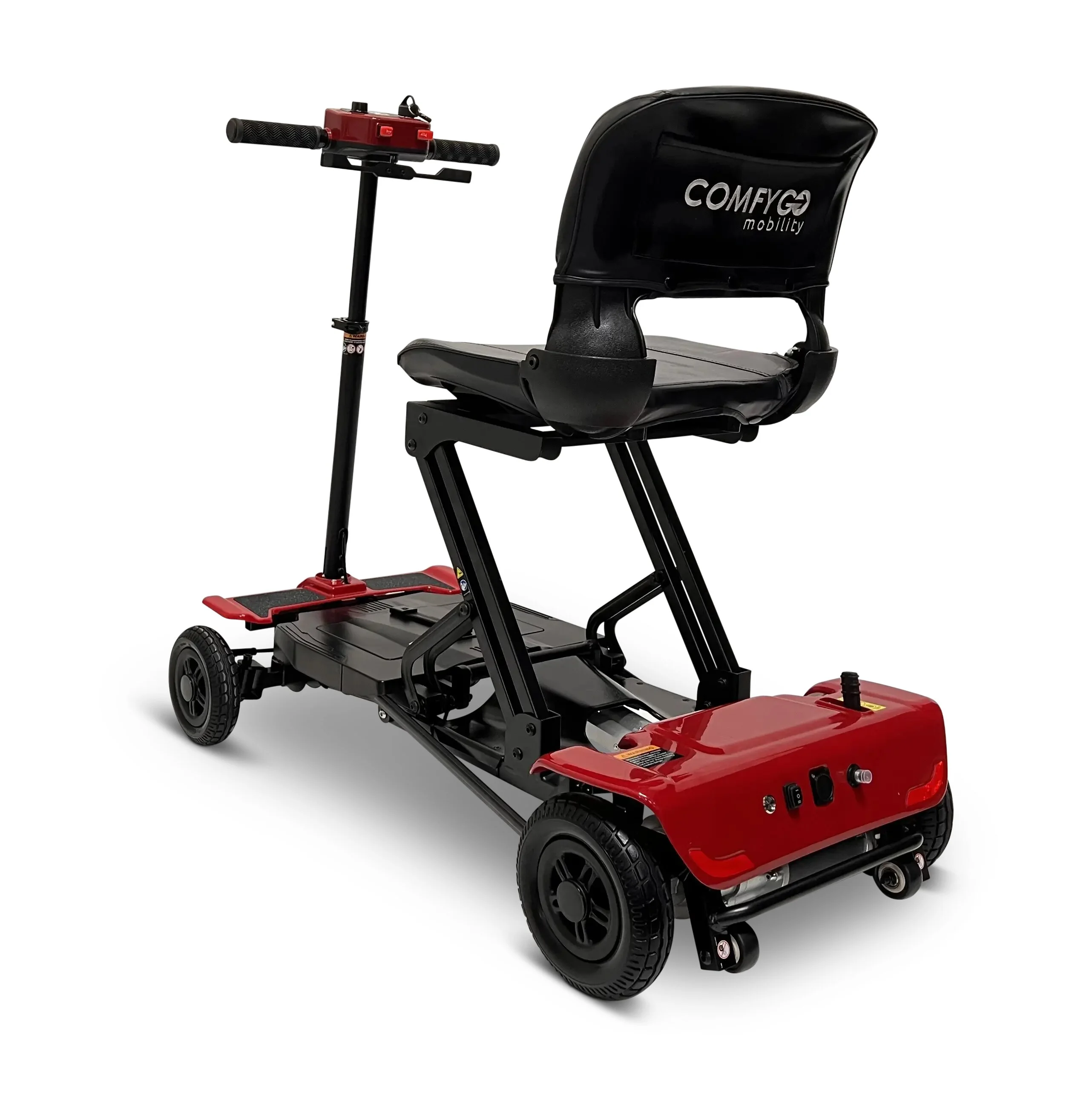 Comfygo MS-4000 4-Wheel Mobility Electric Scooter for Adults - Foldable Power Mobile Wheelchair, Compact Duty for Travel with Long Range Extended Battery (Red)
