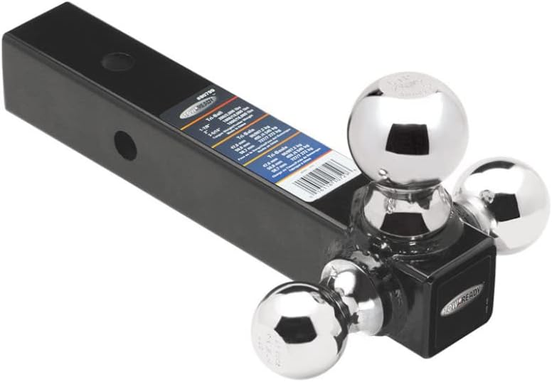 Draw-Tite Trailer Hitch | Tri-Ball Ball Mount | 2in Square Solid Shank | w/Chrome 1-7/8in | 2in & 2-5/16in Balls | Black | Black Powder Coat