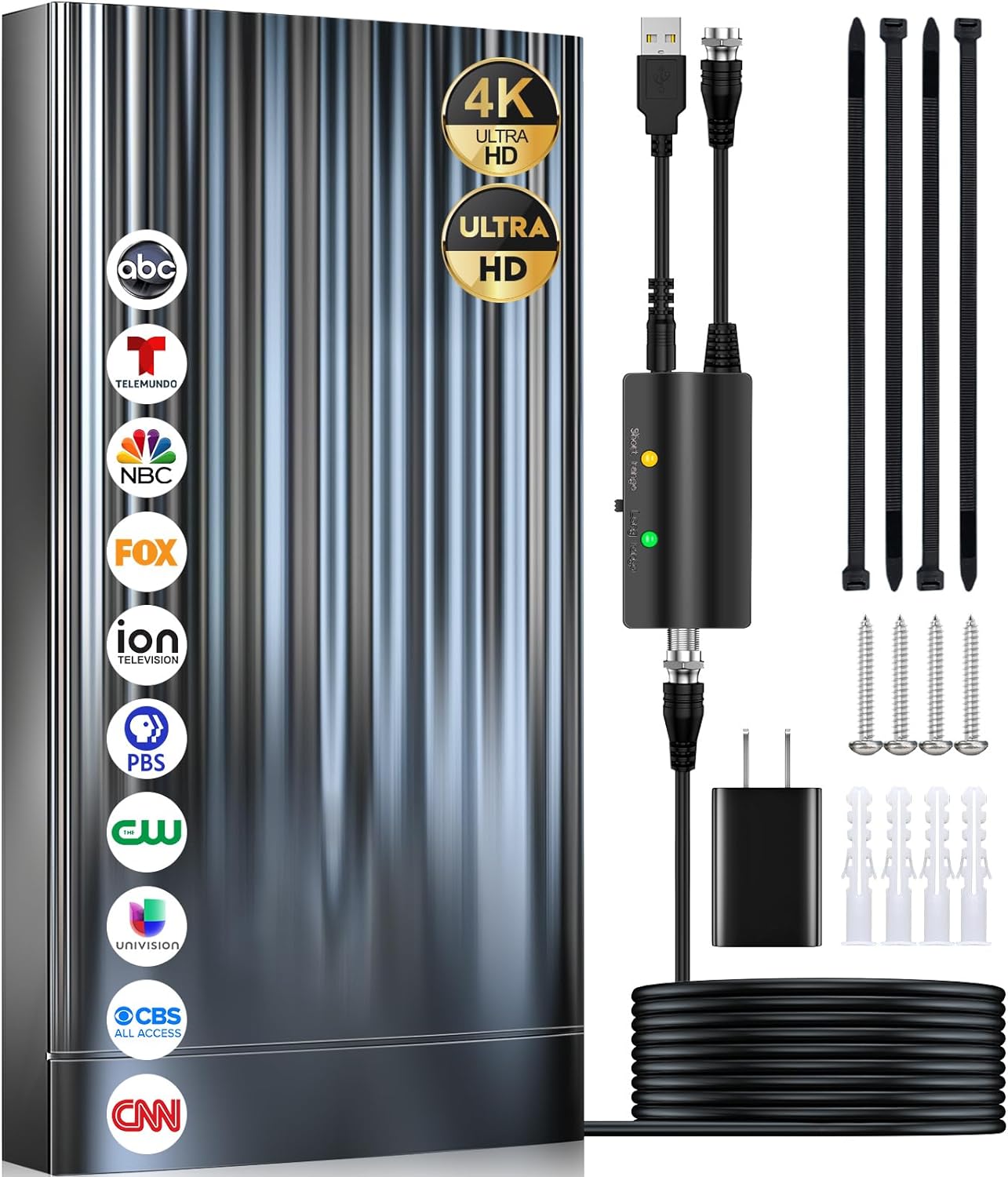 2024 Best Rated Digital Hd Tv Antenna for Smart Tv 4k, Over The air HDTV Antenna Outdoor Without Cable, Amplifier, Signal Booster & 50FT Coax HDTV Cable/AC Adapter