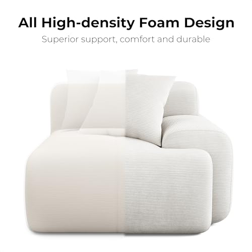LIKIMIO 118" Modern L-Shaped Modular Sectional Sofa for Living Room, Corduroy Upholstery Green, Oversized 3-Seater Couch with Deep Seat and Movable Ottoman – No Assembly