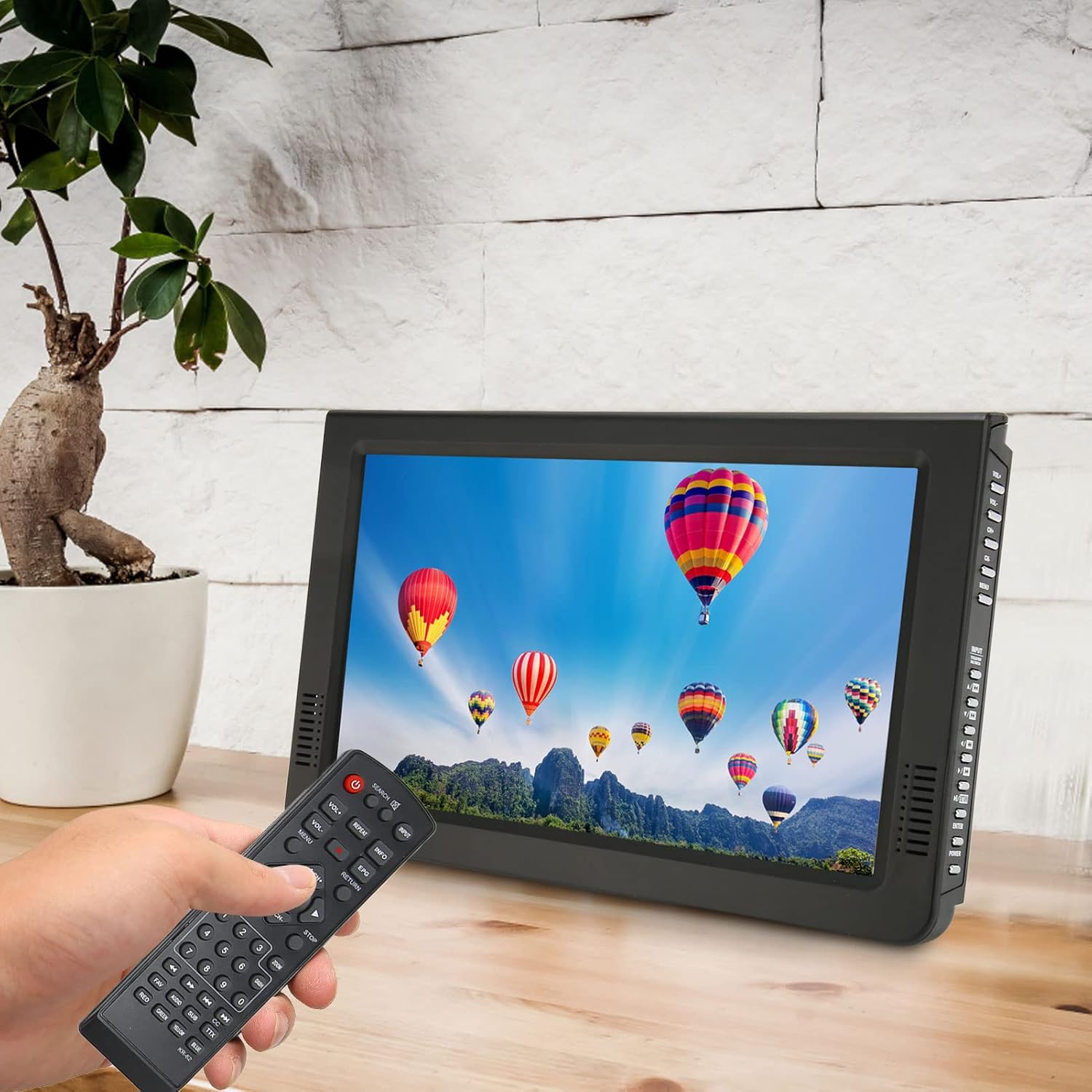 10 inch Portable TV with Antenna, 1080P ATSC TFT LED TV Built in Digital Tuner, VGA, USB, Input & Remote Control, Rechargeable Battery Operated Mini TV for Kids Car Travel