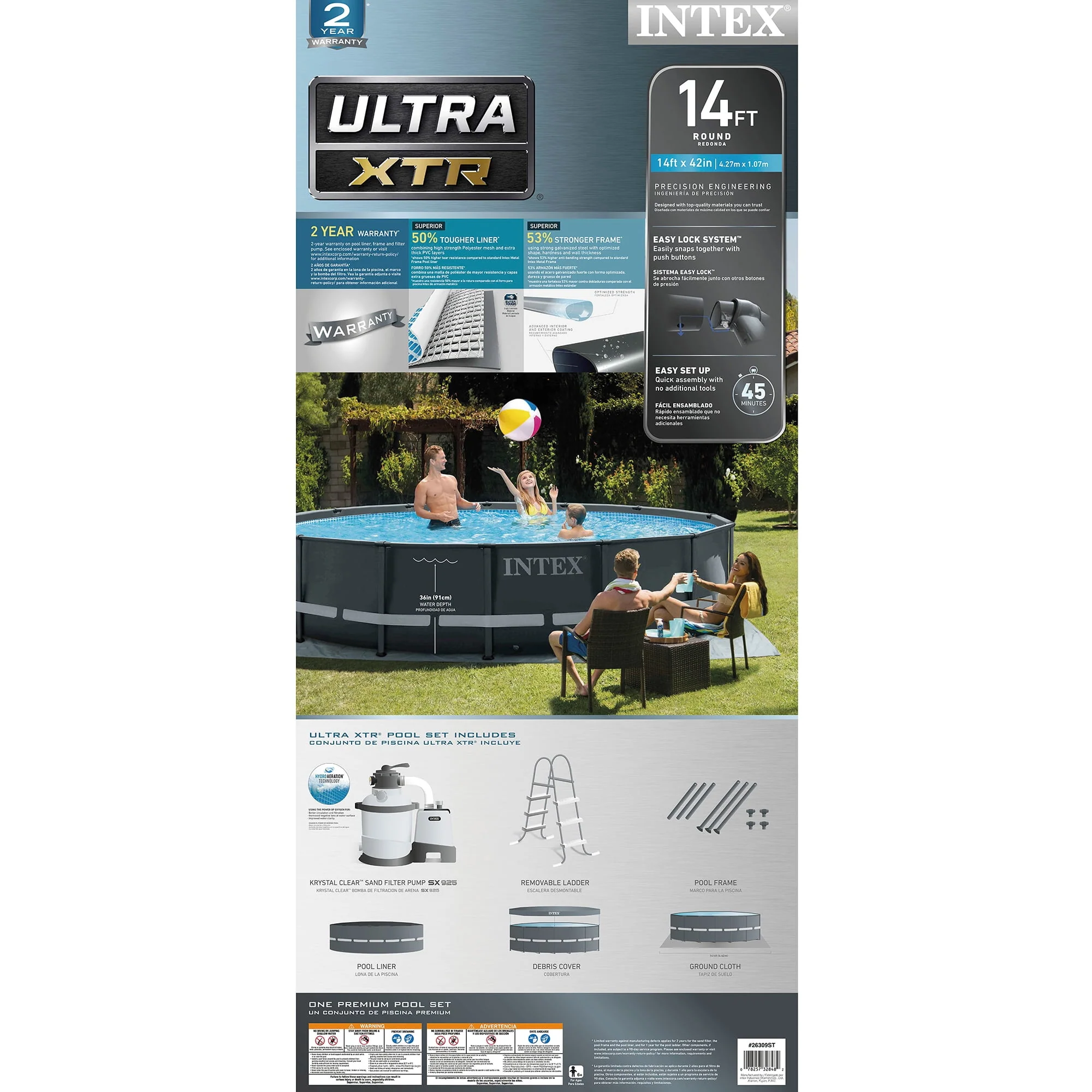 Intex 20' x 48 Ultra XTR Round Frame Above Ground Swimming Pool with Sand Filter Pump