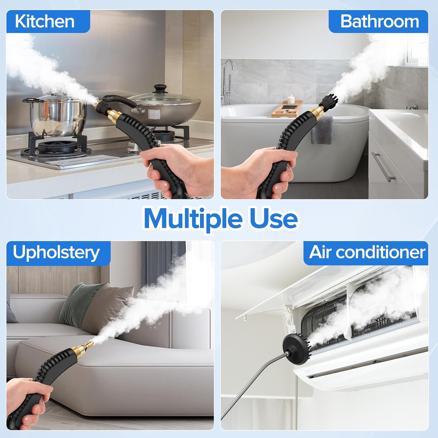 2500W Steam Cleaner, High Pressure Steamer for Cleaning, Portable Handheld Steam Cleaners for Home Use, Steamer for Car Detailing, Steam Cleaner for Upholstery, Kitchen, Bathroom, Grout and Tile