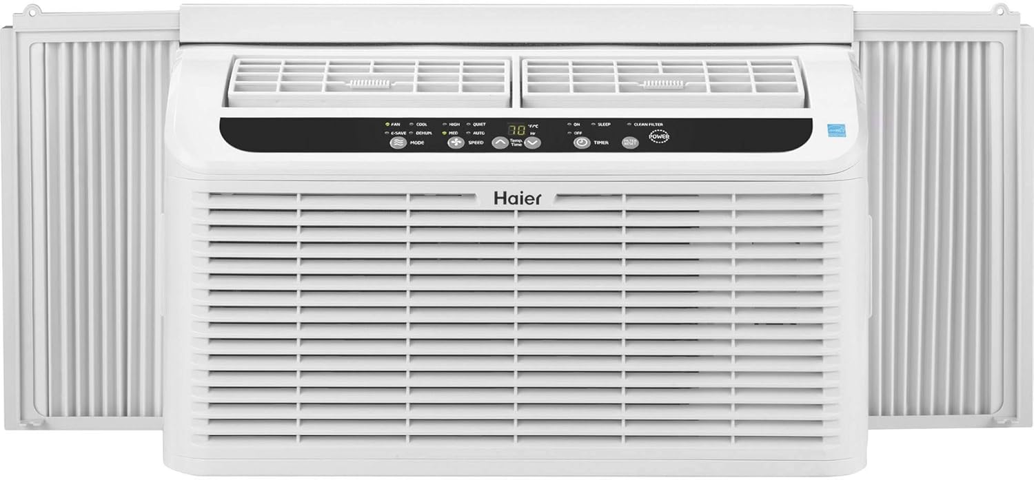 Haier 6,200 BTU Ultra Quiet Window Air Conditioner for Small Rooms and Bedrooms, Control Using Remote, 6K Window AC Unit, Easy Install with Included Kit, White, Energy Star