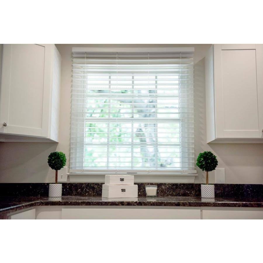 Wave Contour 2-in Slat Width 65-in x 42-in Cordless Soft White Faux Wood Room Darkening Faux Wood Blinds | WC26642W-D