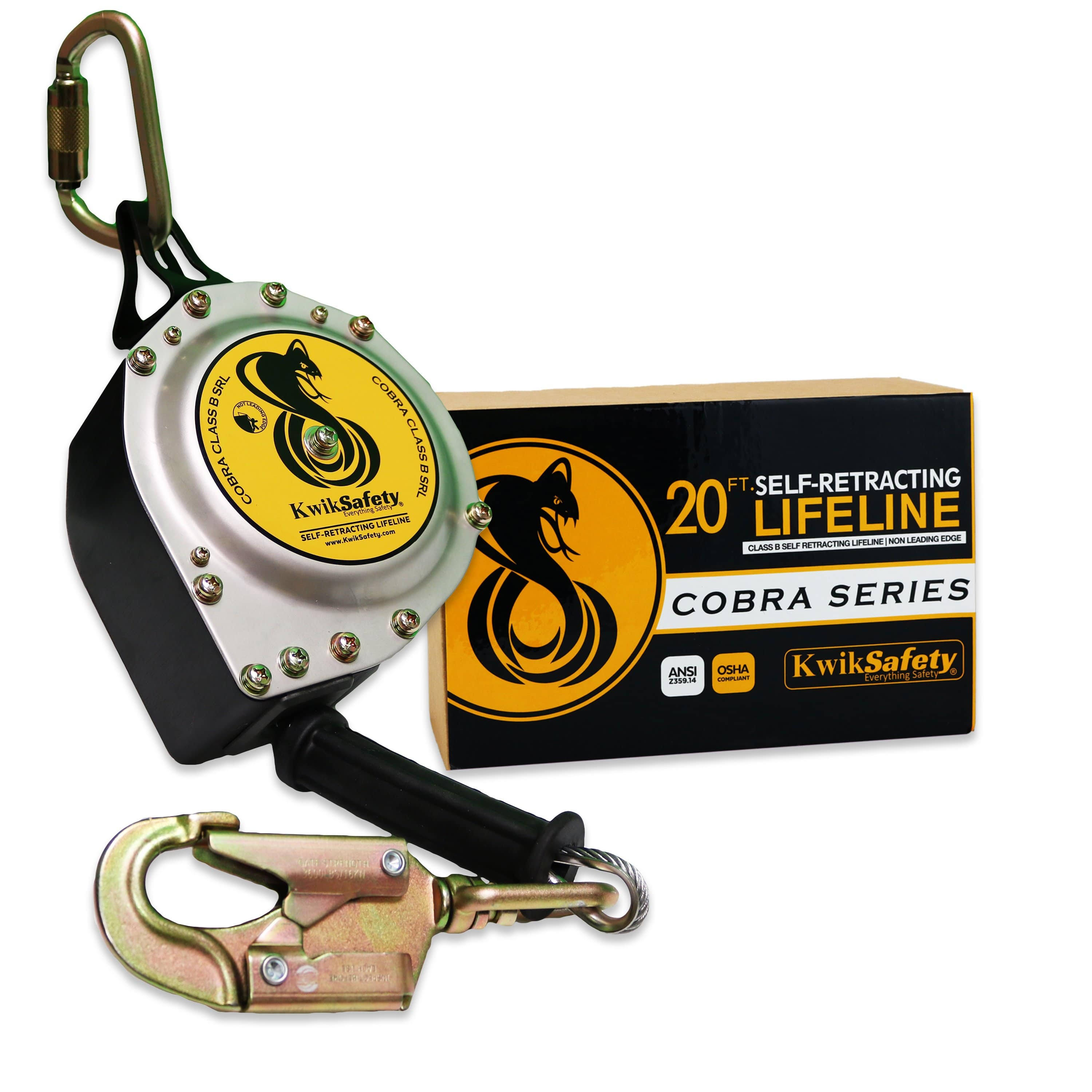 KwikSafety 20’ Cobra Self Retracting Lifeline ANSI Class B Cable SRL