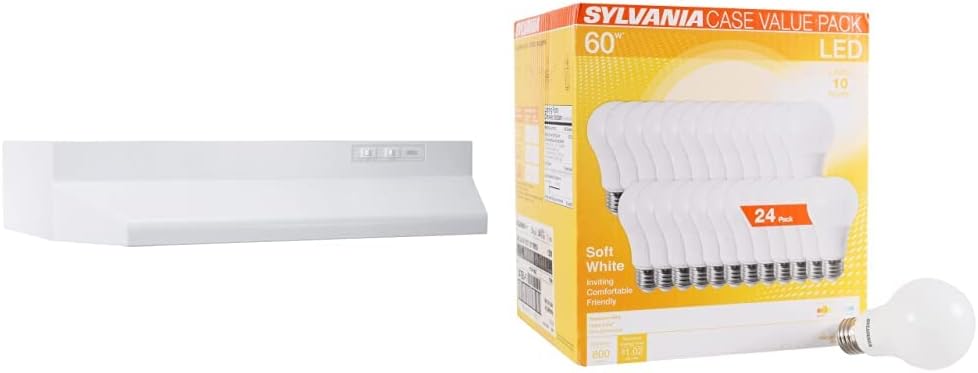 Broan-NuTone 30-inch Under-Cabinet Convertible Range Hood with 2-Speed Exhaust Fan and Light, 210 Max Blower CFM, White