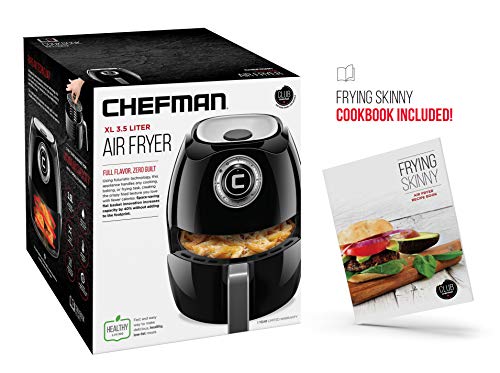 Chefman 3.6 Quart Air Fryer Oven with Space Saving Flat Basket, Oil Free Hot Airfryer w/ 60 Minute Timer & Auto Shut Off, Dishwasher Safe Parts, BPA-Free, Black