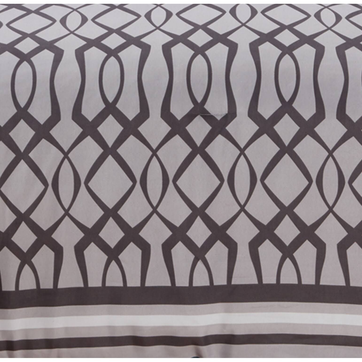 The Urban Port Caen 8 Piece Printed Reversible Queen Comforter Set, White and Brown