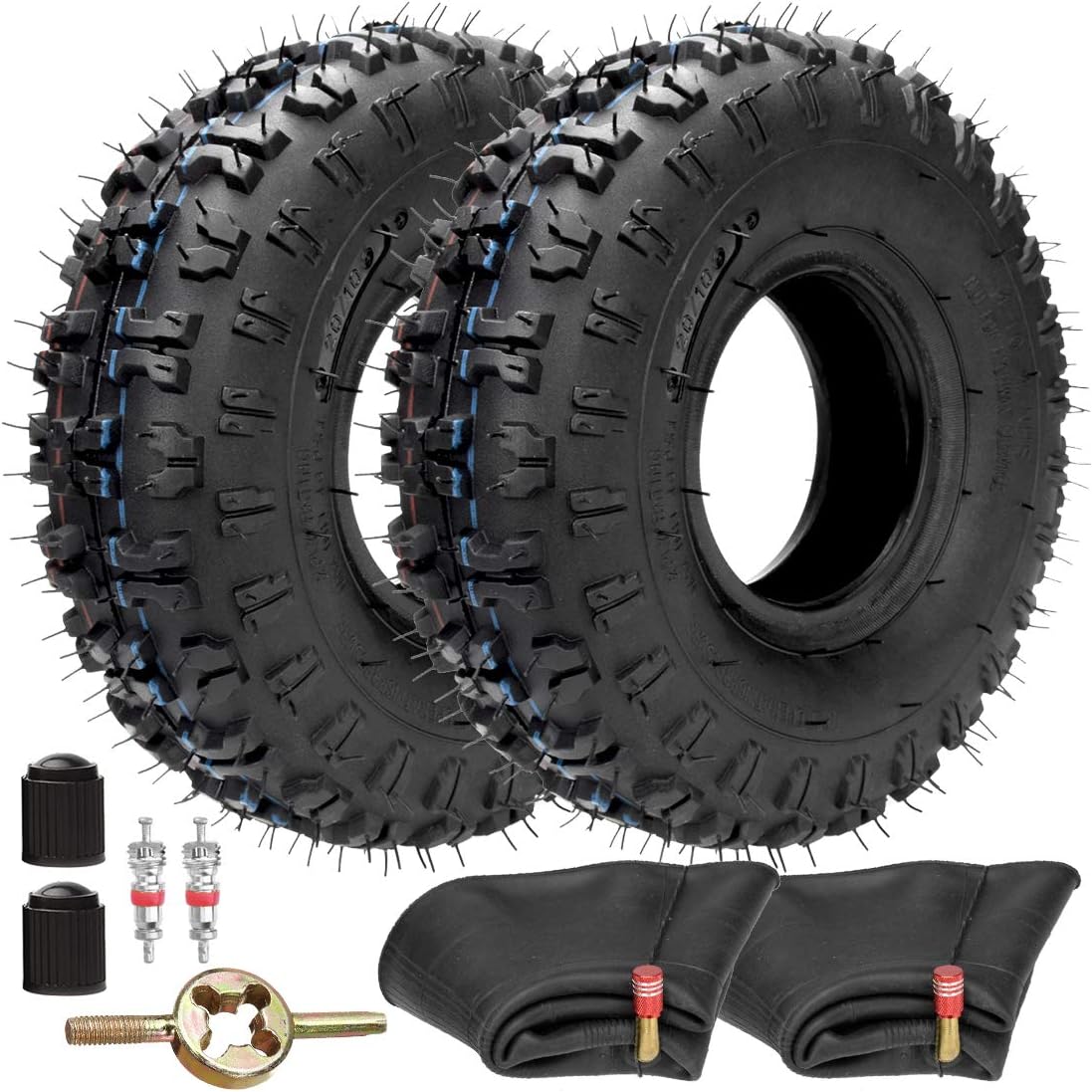 FVRITO 2 Pack of 4.10-4 410-4 4.10/3.50-4 Tire with Inner Tube for Lawn Mowers Garden Rototiller Snow Blower Mowers Hand Truck Wheelbarrow Go Cart Kid ATV Pack of 2