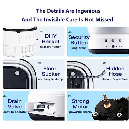 Portable Washing Machine Mini Washer with 2 Modes Drying and UV, Washing Machine Portable 4D Wave Wheel,Spin Dry for Apartment,Laundry,Camping,Trave