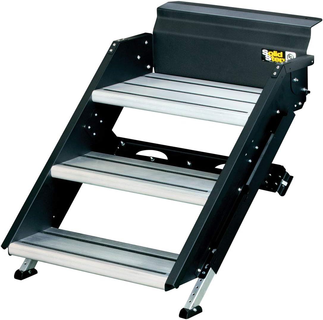 Lippert Components Solid Step Quad Step for RV and Travel Trailer Entry Doorway ,30 inch -791575 , Black