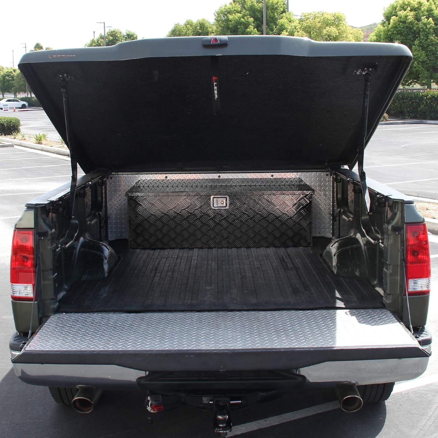 Carpartsinnovate For 29 Truck Pickup Black Aluminum Underbody Tongue Tool Box Trailer Storage+Lock