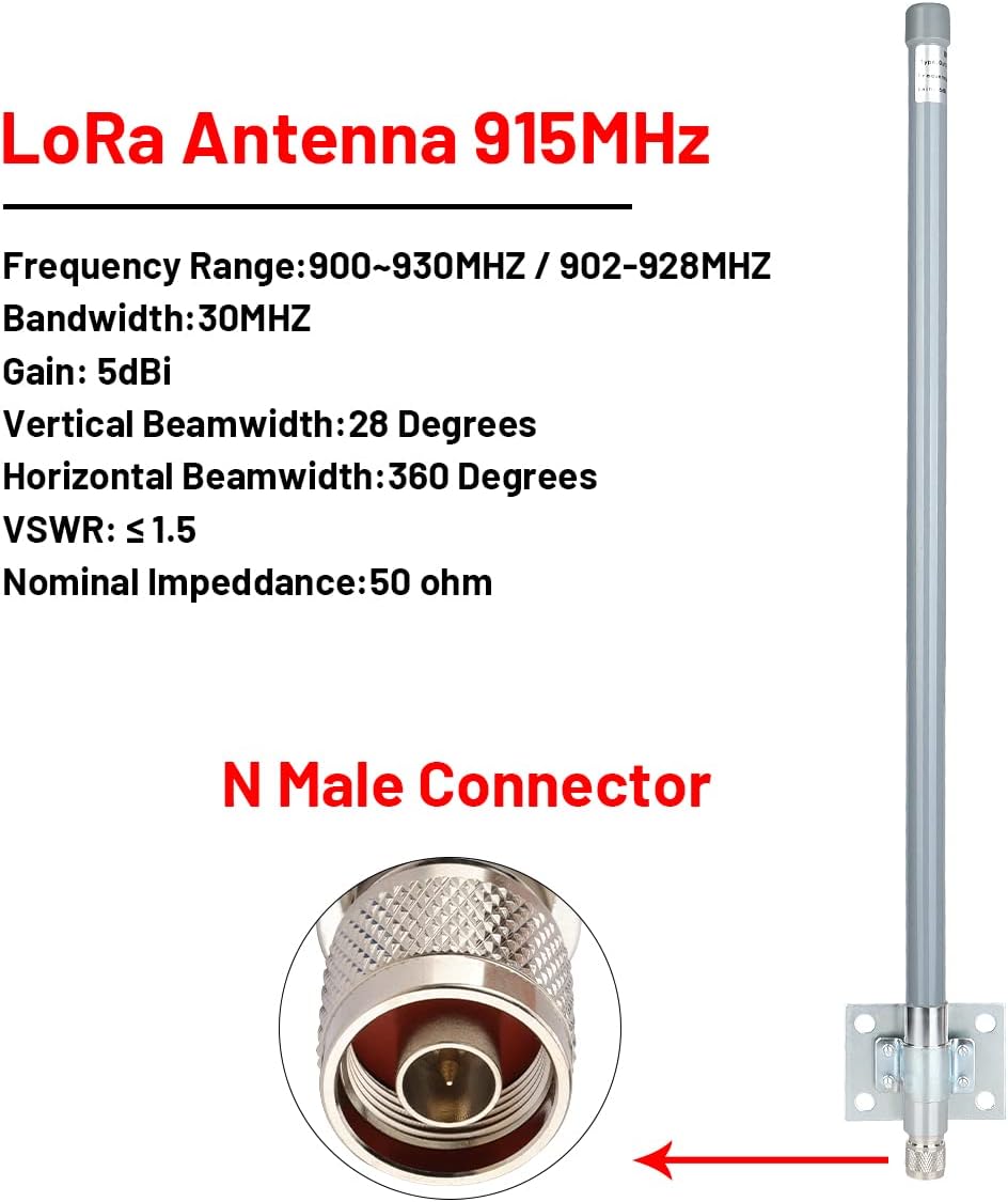 XRDS-RF 5 dBi LoRa Antenna 915Mhz Antenna Outdoor Omni-Directional Antenna with KMR240 Cable and Adapter for Helium Network Helium Miner Hotspot