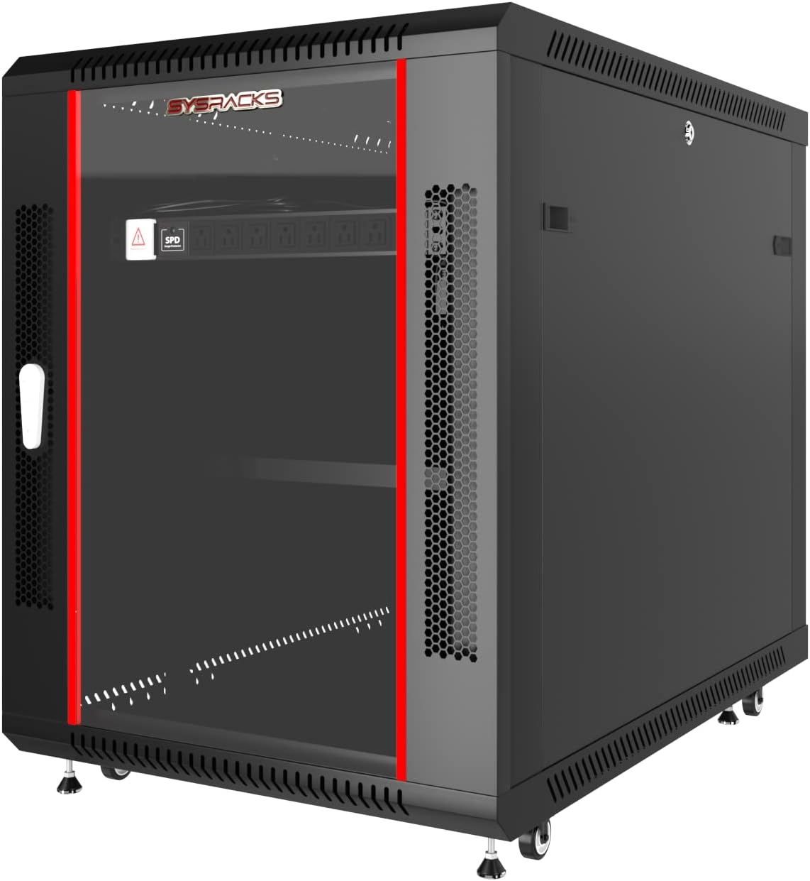 Sysracks 15U 35 Inch Depth Server Rack Cabinet Enclosure Fully Equipped for Server Equipment Fully Lockable Network IT 19 Inch Enclosure Box