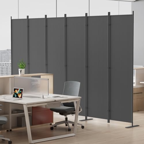 Helios&Hestia 8-Panel 6 ft Tall Indoor Folding Room Divider, Portable Privacy Screen, Freestanding Partition Separator, Temporary Wall Separation for Bedroom, Office, 160" W X 71" H, Dark Grey