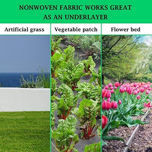 FLARMOR Pro Garden Landscape Fabric Heavy Duty - French Cloth Ground Cover One Roll 6x300 ft 1.8 oz
