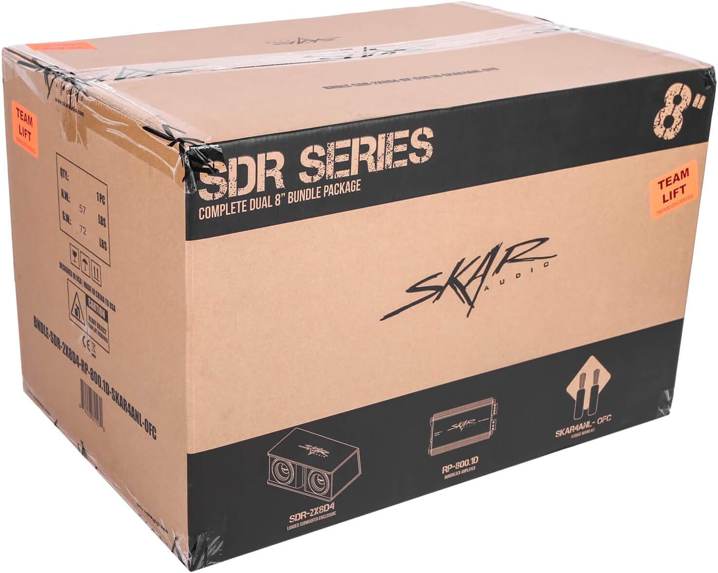 Skar Audio Dual 8" Complete 1,400 Watt SDR Series Subwoofer Bass Package - Includes Loaded Enclosure with Amplifier