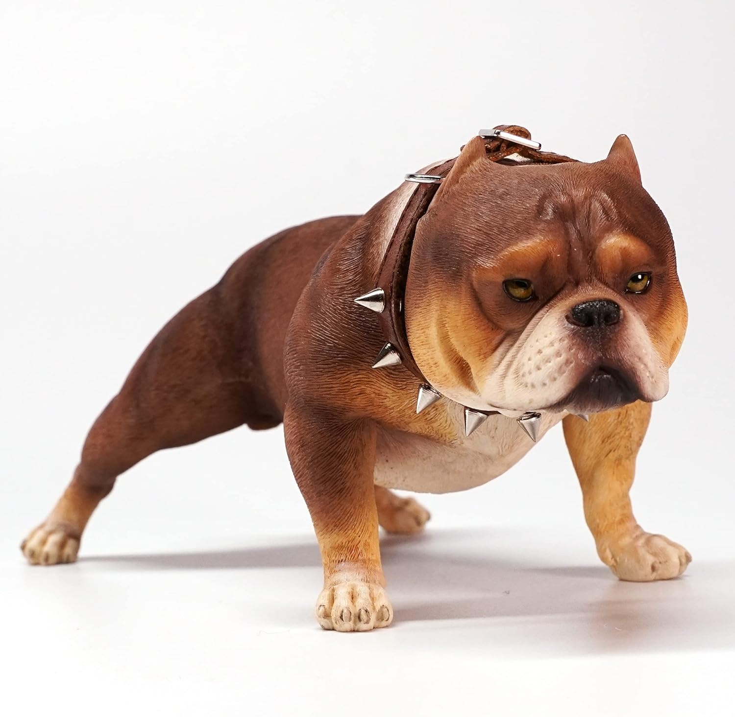 MMOS X 1/6 American Bully Resin Puppy Figurine for Desktop Great Gifts for Dog Lovers (C)