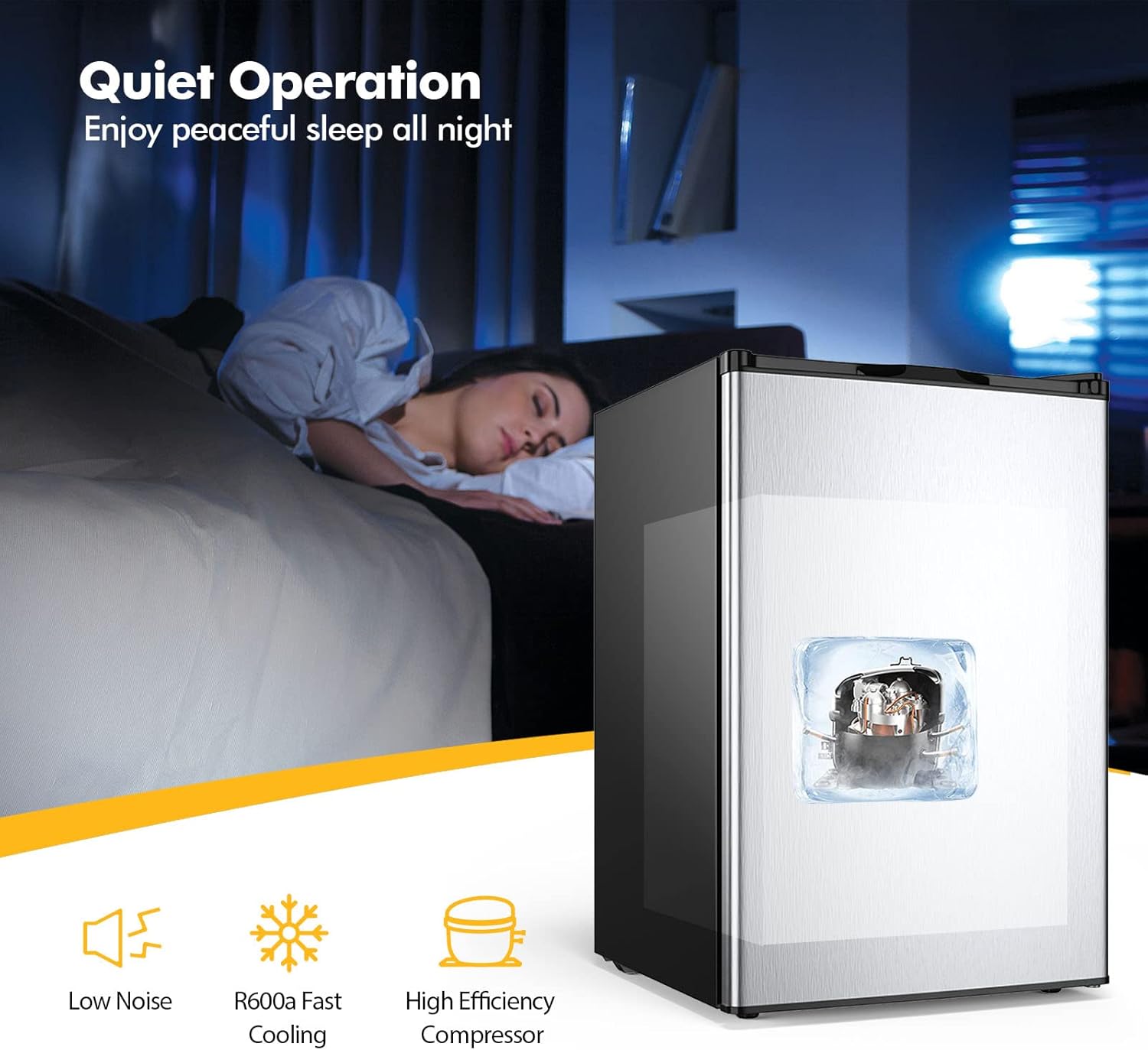COSTWAY Compact Single Door Upright Freezer - Mini Size with Stainless Steel Door - 3.0 CU FT Capacity - Adjustable