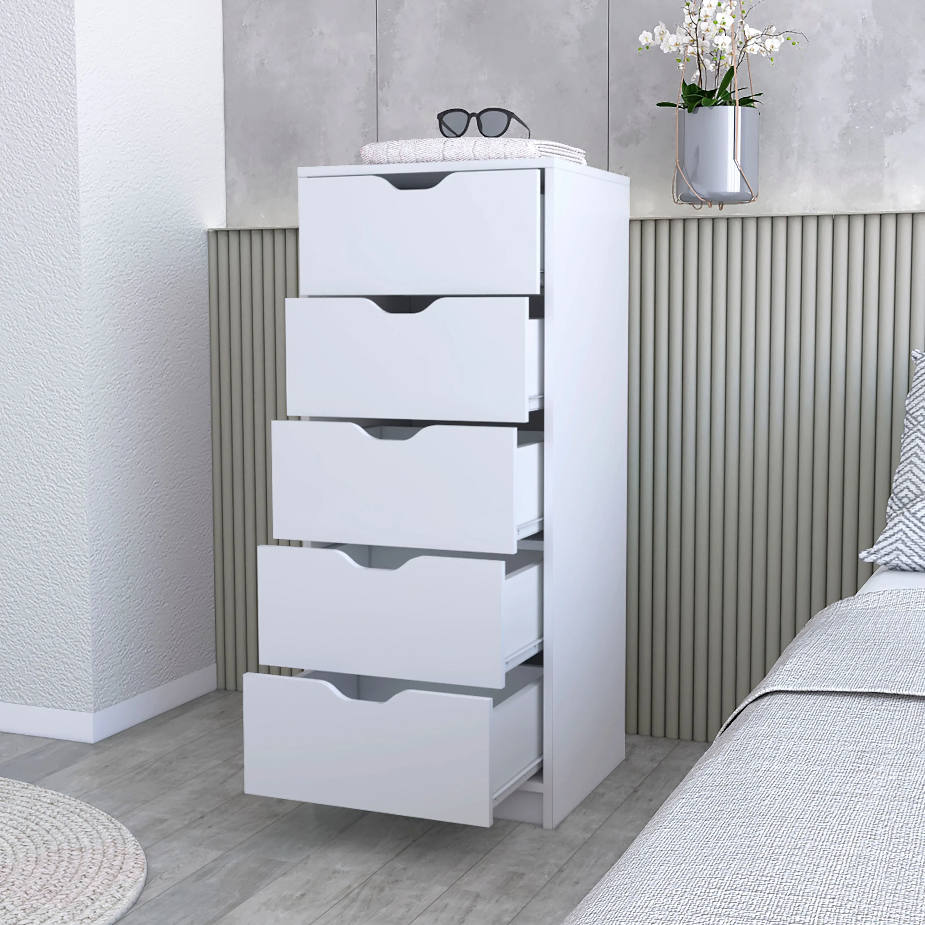 CoSoTower 5 Narrow Drawer Dresser, Tall Chest of Drawers