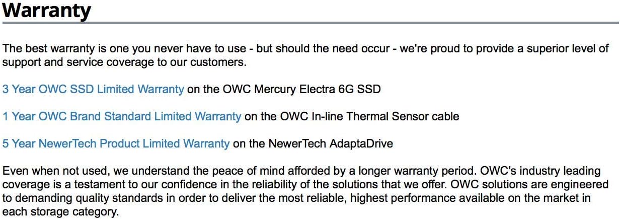 OWC 1TB SSD Upgrade Bundle For 2011 iMacs, OWC Mercury Electra 1.0TB 6G SSD, AdaptaDrive 2.5 to 3.5 Drive Converter Bracket, In-line Digital Thermal Sensor Cable, Installation tools, OWCKITIM11HE1TB