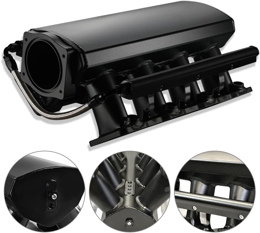 DEMOTOR PERFORMANCE Fabricated Intake Manifold 92mm High Profile LS1/LS2/LS6 Silver with MAP Sensor Port Fuel Rails