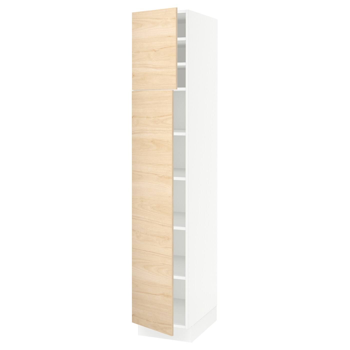IKEA - SEKTION High Cabinet with shelves/2 Doors, white/Askersund Light Ash Effect, 15x24x80 99373816