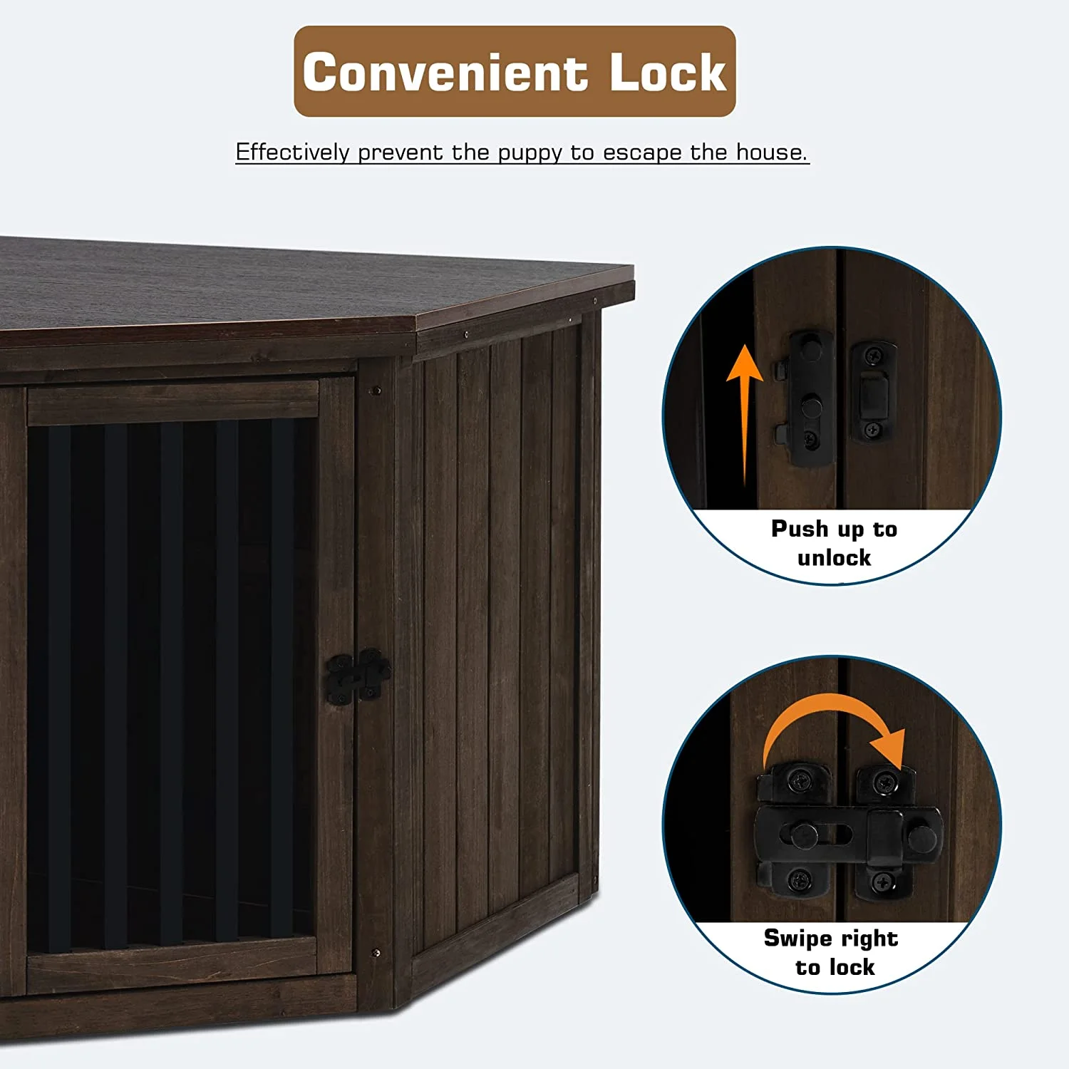 Furniture Corner Dog Crate, End Table Dog Kennel With Door, Wooden Dog House, Pet Crate Indoor Use 1578 (Medium, Brown)