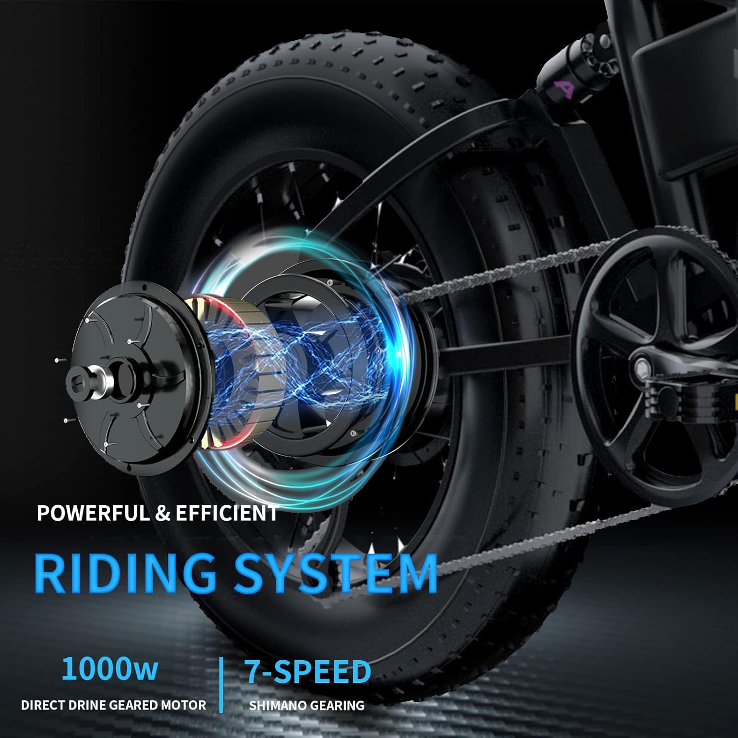 Electric Bike for Adult 1000W 20 inch 4.0″ Fat Tire Ebikes, Foldable 48V 10.4A Lithium Battery Ebike Mountain Beach Snow Electric Bicycle Dual Shock Absorbers 7 Speed