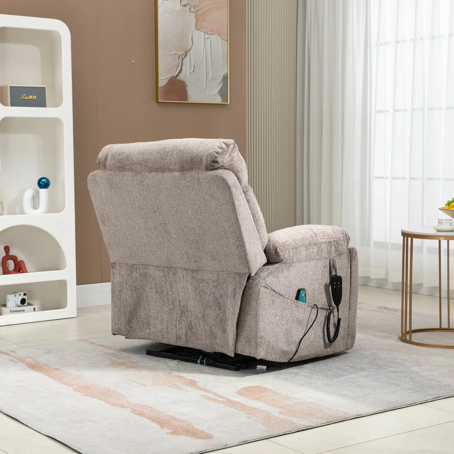 Dual Motor Power Lift Recliner Chair with Massage and Heat for Elderly People,Oversized Recliners Chair for Big Tall men,Infinite Position, 180 Degrees,Cup Holders,Side Pocket,Fabric,350 lbs