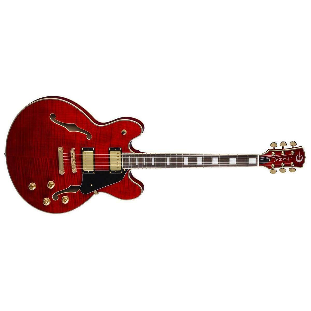 Luna ATH 501 Red Athena Semi-Hollow Guitar, Trans Cherry