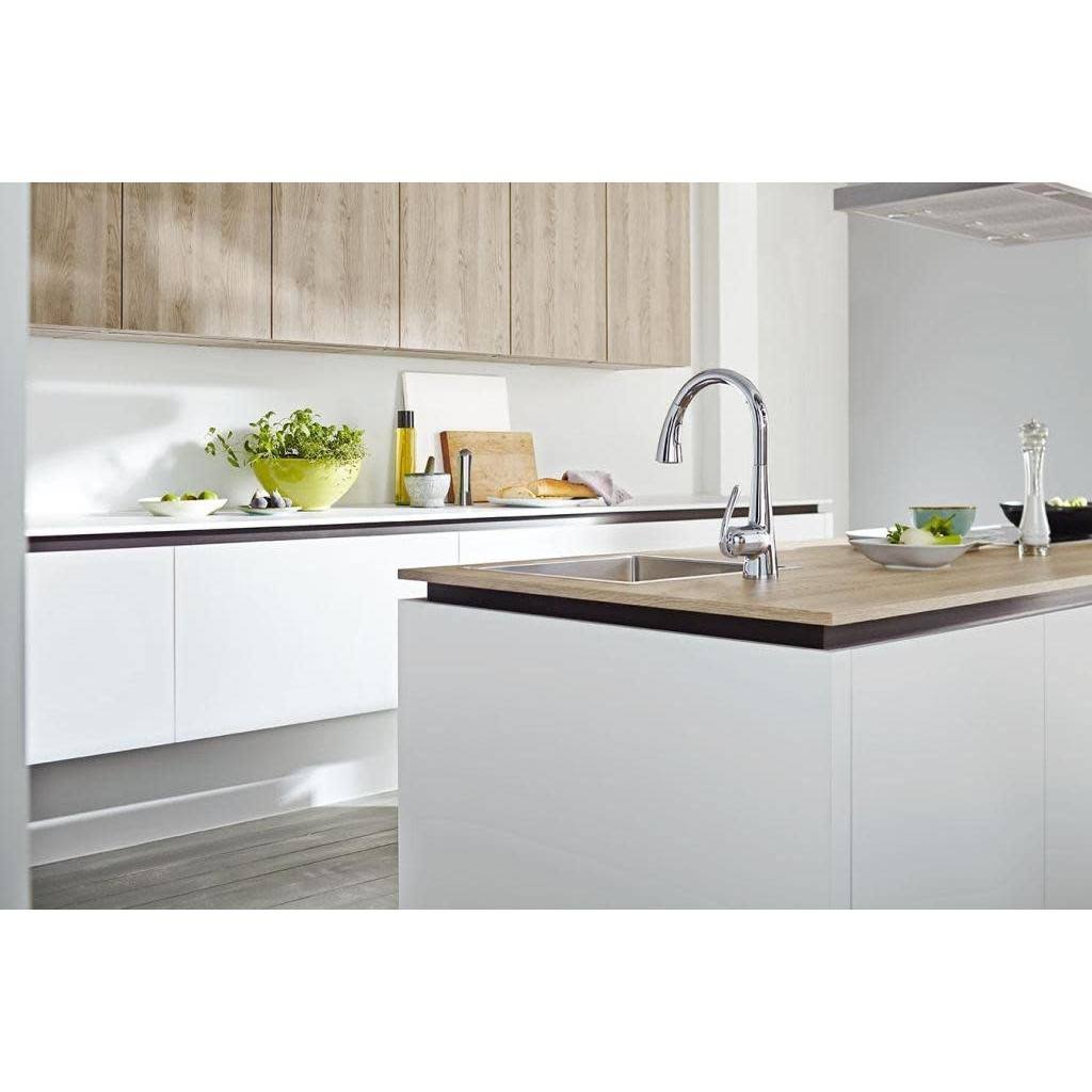 Grohe Ladylux Single Handle Stainless Steel Hole Kitchen Faucet, Silver