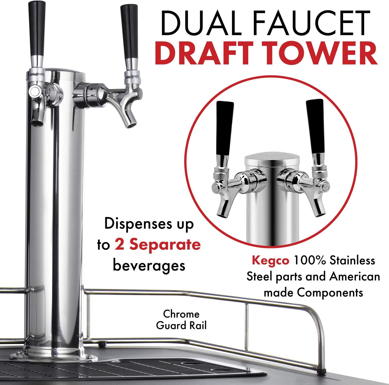 Kegco Kegerator, Dual Tap, Stainless Steel