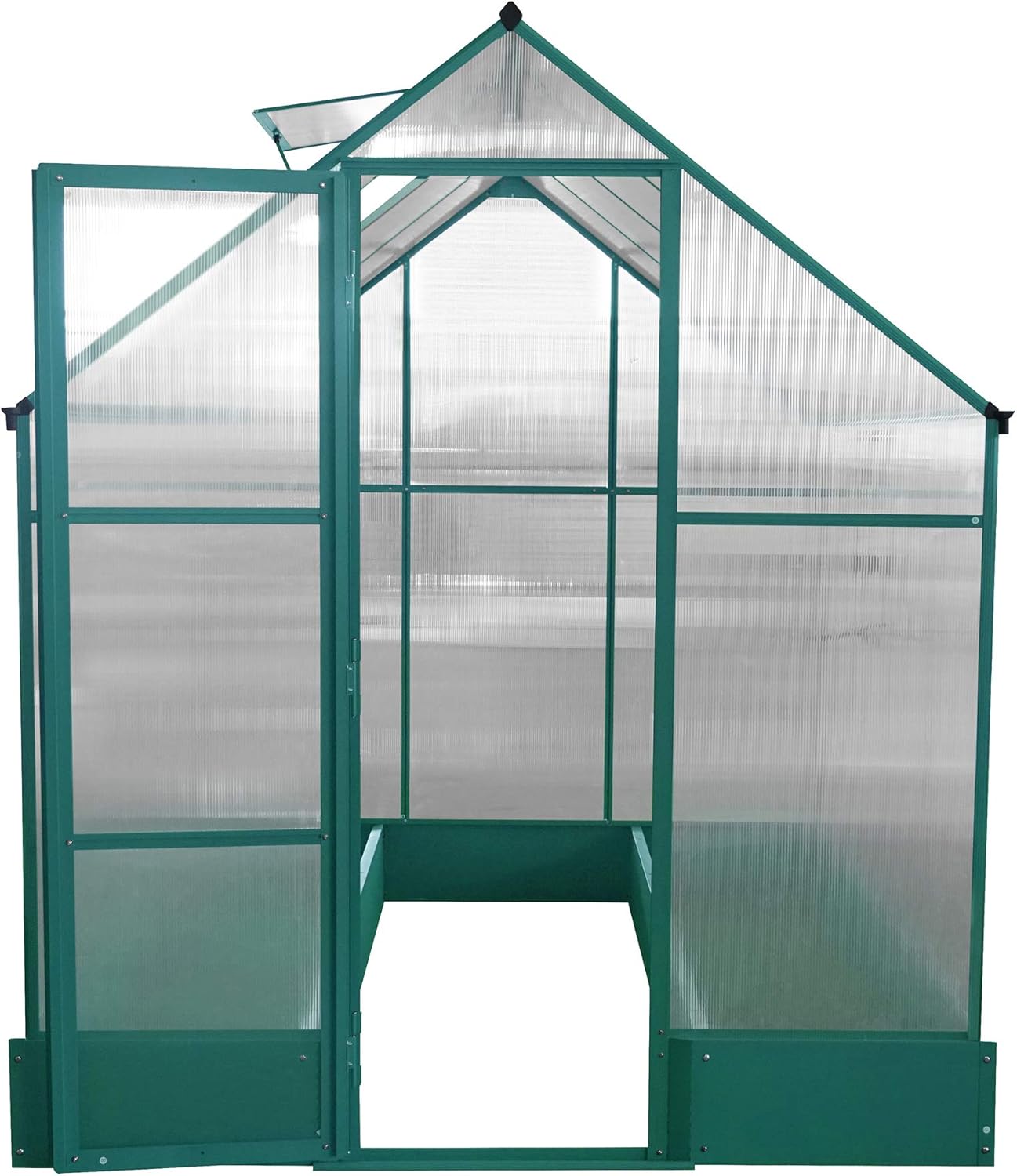 Hanover HANGRNHSP8X6-GRN 8 x 6-Ft. Polycarbonate Walk-in Greenhouse, Natural/Silver
