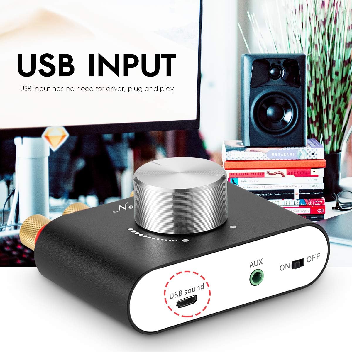 Nobsound Mini Bluetooth 5.0 Power Amplifier, Stereo Hi-Fi Digital Amp 2.0 Channel 50W&times;2 with AUX/USB/Bluetooth Input, Wireless Audio Receiver, PC Sound Card with Power Supply (Black)