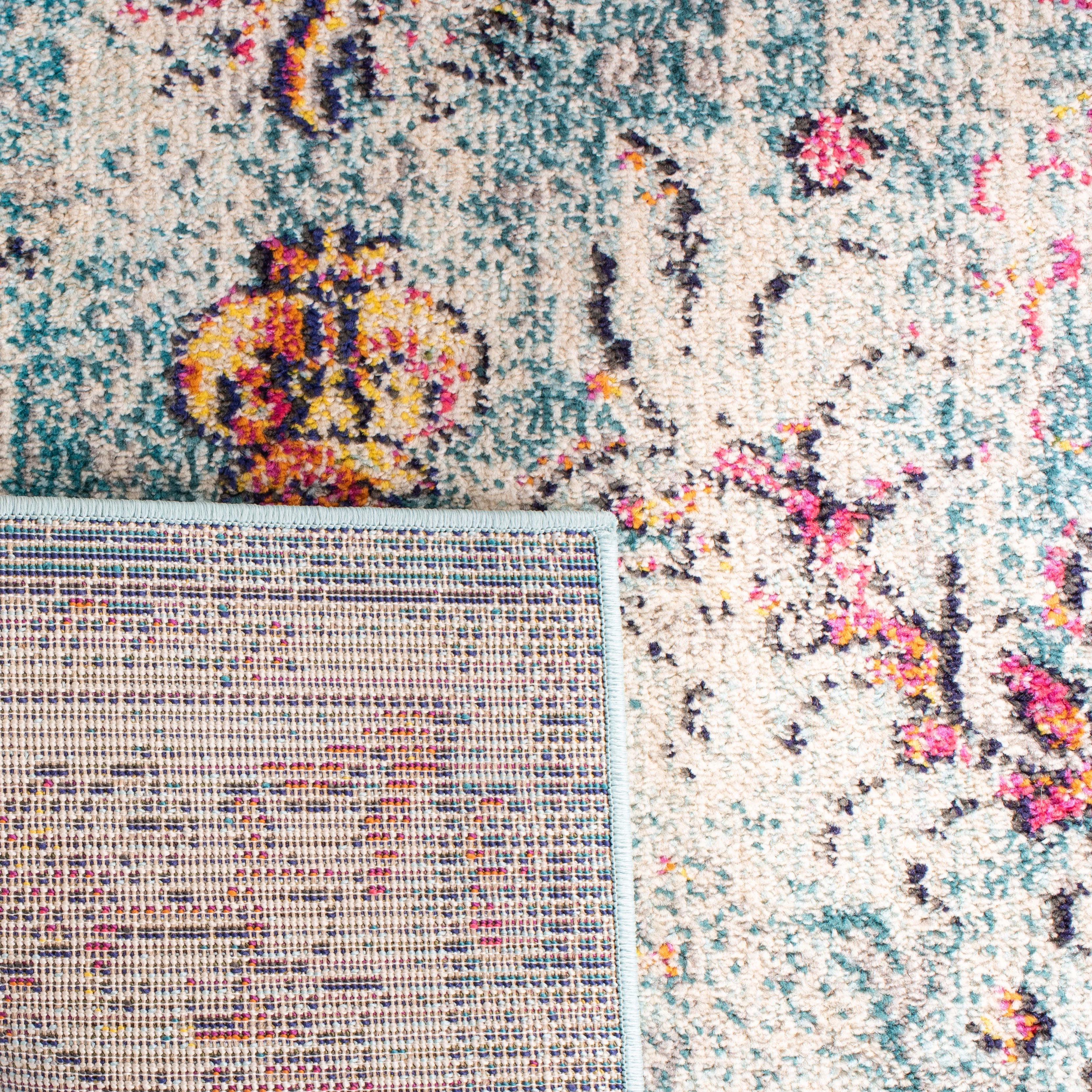SAFAVIEH Madison Joandra Vintage Floral Area Rug, Navy/Light Blue, 11' x 11' Round