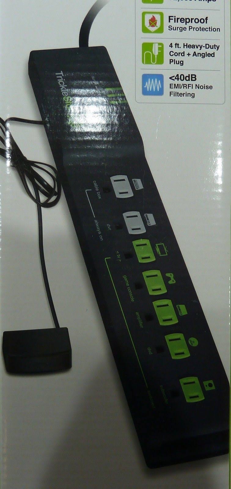 TrickleStar 4 ft. 7-Outlet Advanced and Energy Saving Surge Protector, Black - Megean