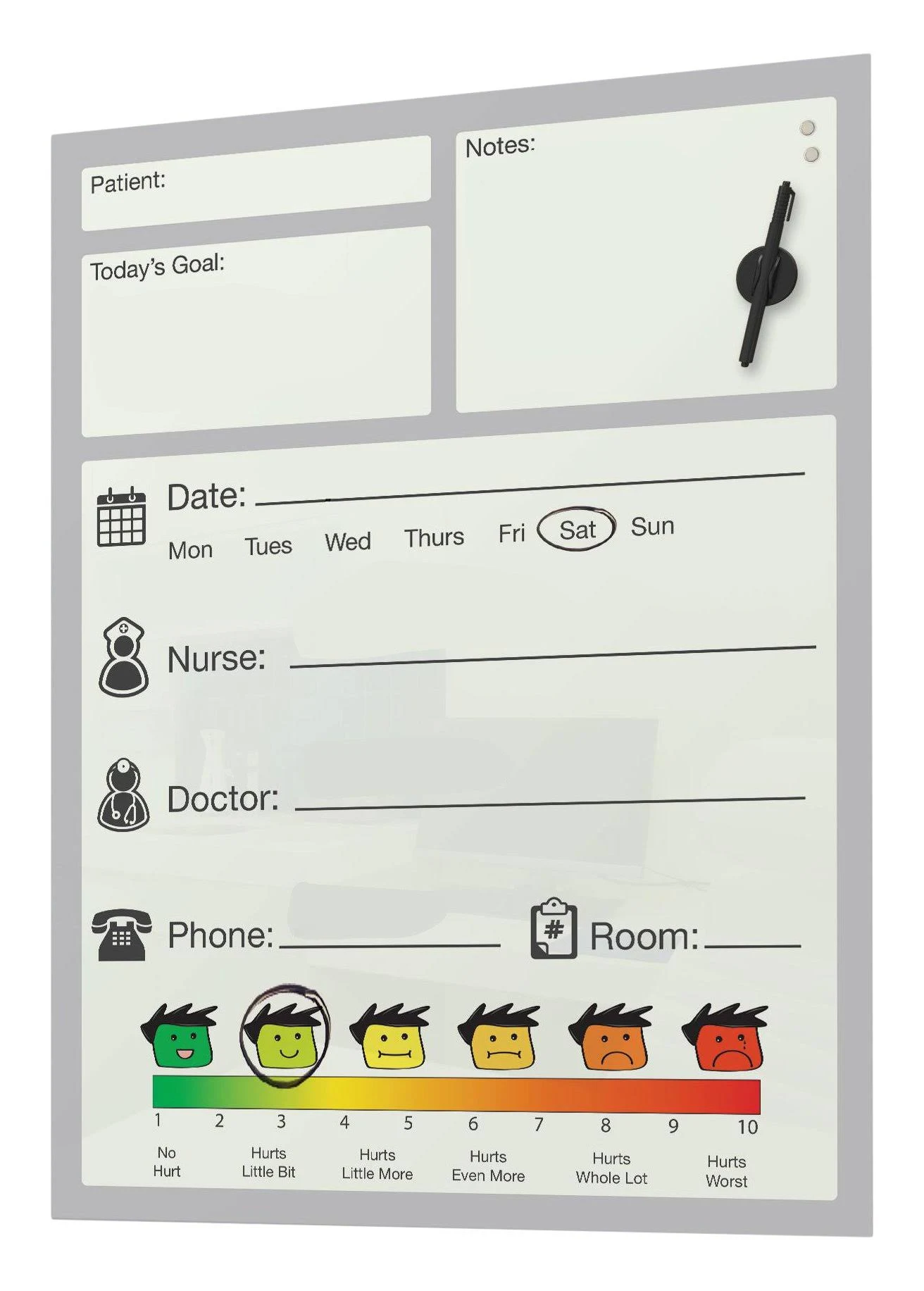 Patient Magnetic Glass Whiteboard 24x18 - Best-Rite - 84216