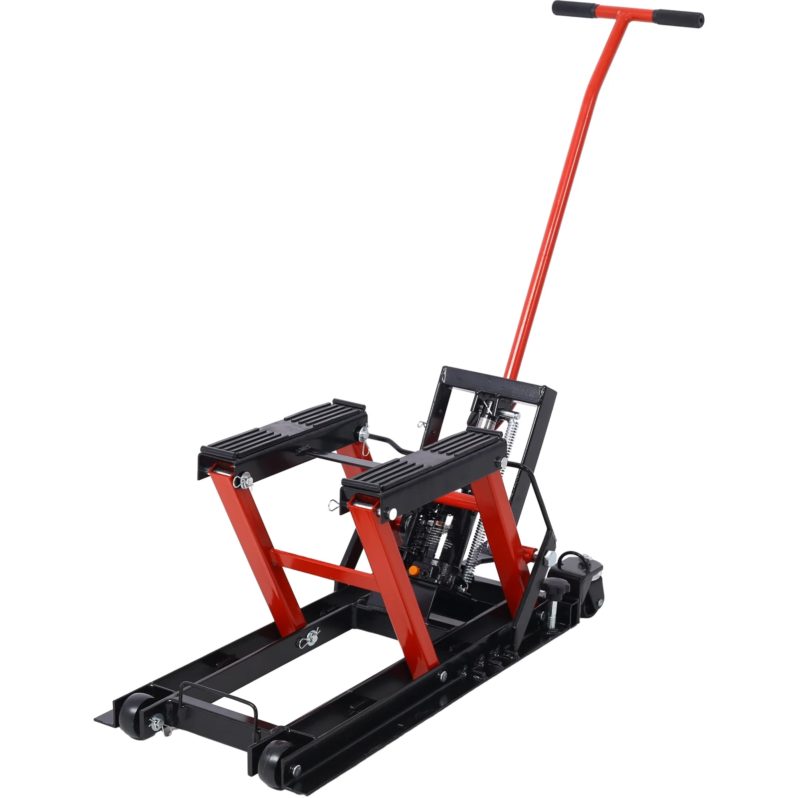 Hydraulic Motorcycle Lift Jack, 1500 LBS Capacity ATV Scissor Lift Jack, Portable Motorcycle Lift Table with 4 Wheels, Hydraulic Foot-Operated Hoist Stand for Motorcycle ATV UTV with tie down - Curated Treasures Market