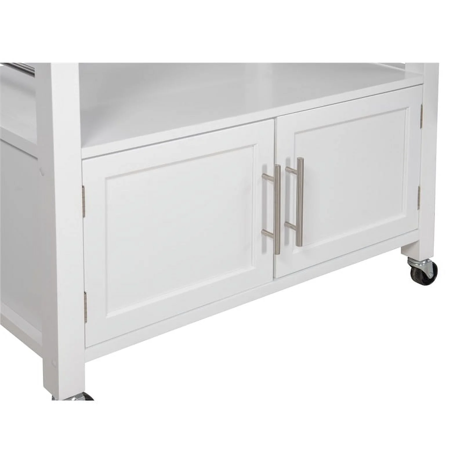 Riverbay Furniture Transitional Wood/Granite-Top Kitchen Cart in Bright White