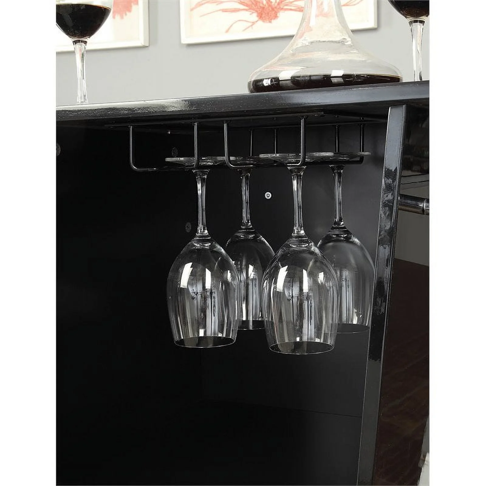 Furniture of America Perii Contemporary Faux Leather Tufted Bar Table in Black